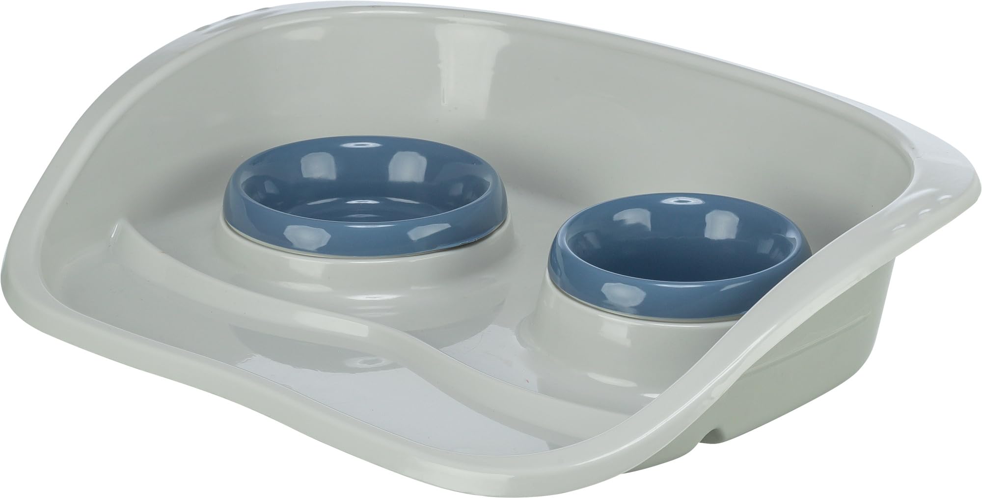 TRIXIE 24721 Plastic Bowl Set, 0.25 l/ø 9 cm & 0.3 l/ø 11 cm/46 × 11 × 30 cm, Grey/Bowls: