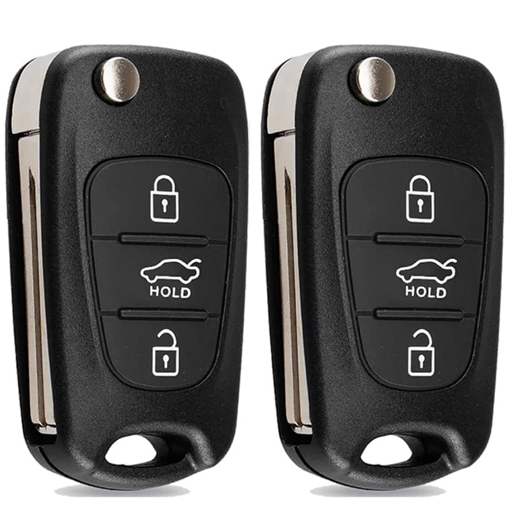 3 Buttons Key Fob Case Replacement Fits for Hyundai i20 i30 i35 iX20 iX35 Kia Ceed Soul Sportage Venga Folding Key Case Accessories, Car Remote Control Key Fob Key Shell(2PCS)