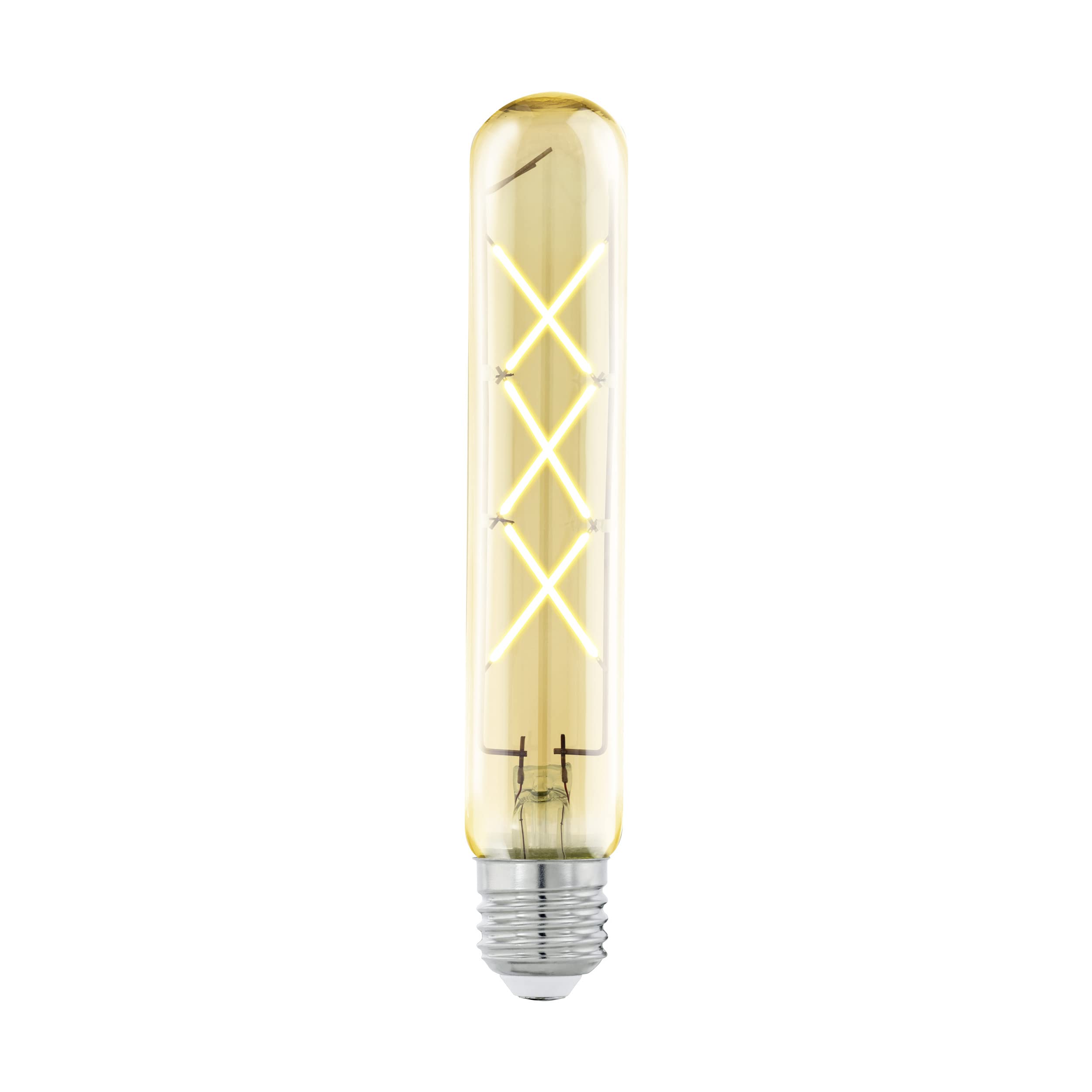 EGLO LED E27 Bulb, Amber Vintage Bulb in Tube Shape, Retro Lighting, 4 Watt (equivalent to 33 Watt), 360 Lumen, E27 LED Warm White, 2200 Kelvin, LED Bulb, Edison Bulb T30, Ø 3 cm (1.1")