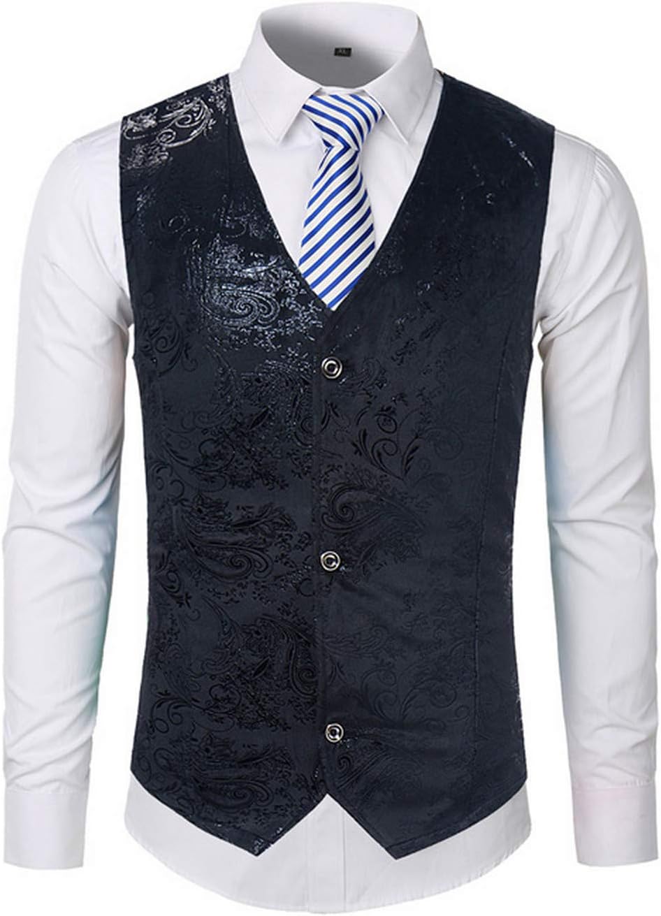 Steampunk Suit Vest Men Shiny Paisley Flower Slim Fit Sleeveless Wedding Tuxedo Dress Vest Waistcoat