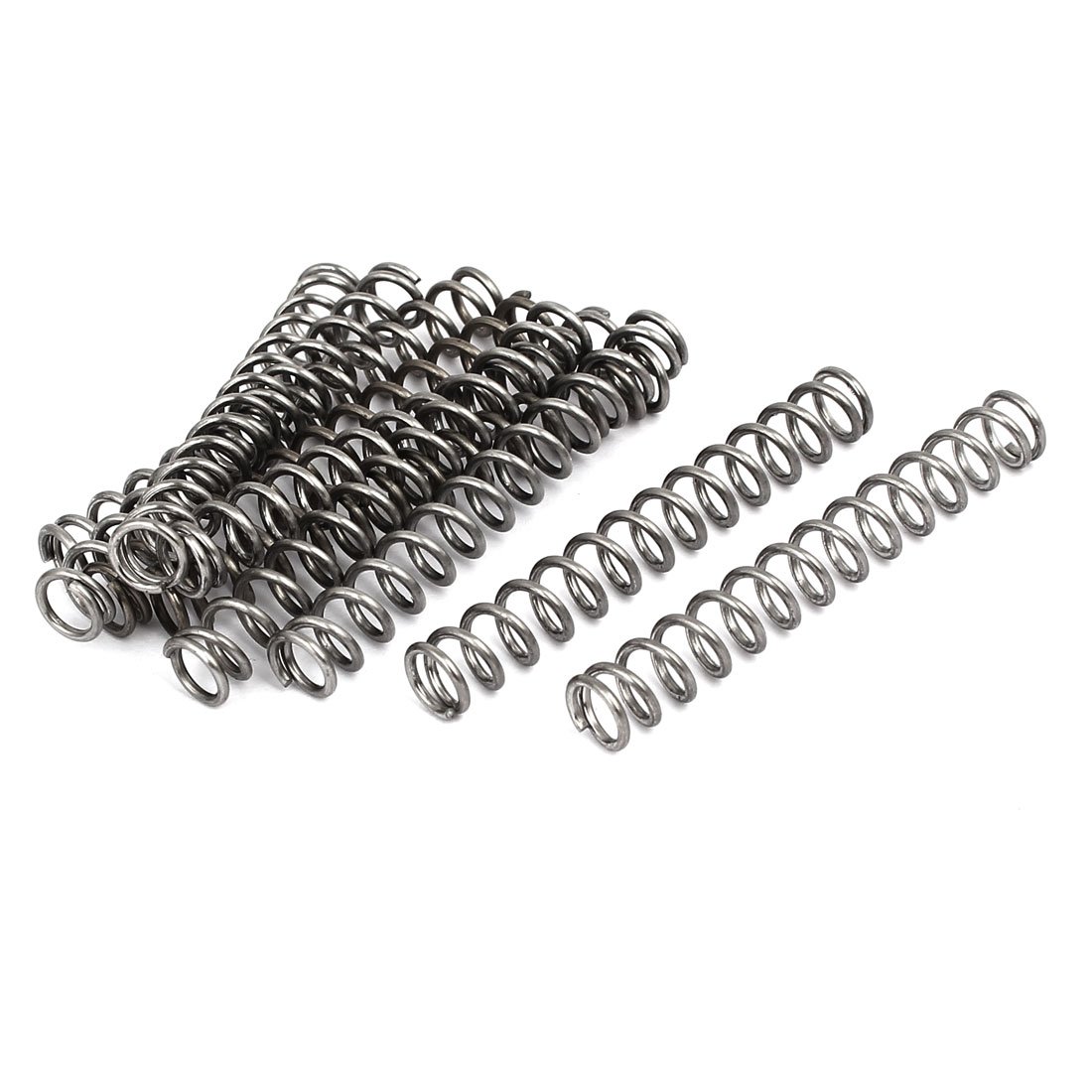 sourcingmap 1mmx7mmx50mm 304 Stainless Steel Compression Springs Silver Tone 10pcs