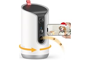 TKENPRO 2K Pet Camera Treat Dispenser, 360°View Dog Camera with Phone App, 5G&2.4G WiFi 2-Way Talk Pet Cam Indoor for Cats Remote Treat Tossing, Motion Alerts, Auto Tracking