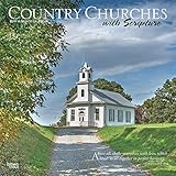 Country Churches with Scripture 2019 12 x 12 Inch Monthly Square Wall Calendar, USA United States of America (Multilingual Edition) by 