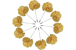 Sanrich Rose Boutonnières Men's Lapel Pins Satin Flower 10 Pack Groom Wedding Boutonniere Suit Brooch Outfit Accessories