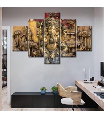 Amazon.com: TUMOVO 5 Piece Wall Art Hindu God Ganesha Pictures for