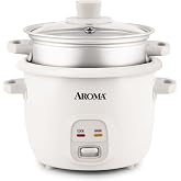 AROMA&reg; Rice Cooker, 2-Cup (Uncooked) / 4-Cup (Cooked), Steamer, Grain Cooker, Soup Maker, Oatmeal Cooker, Auto Keep Warm, 1 Qt, White, ARC-302-1NG