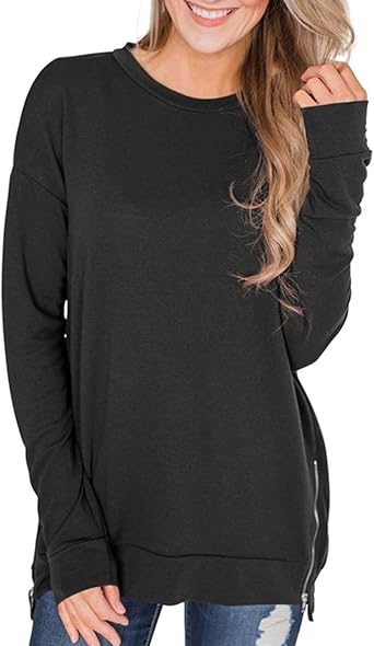 plain black crew neck sweatshirt women's