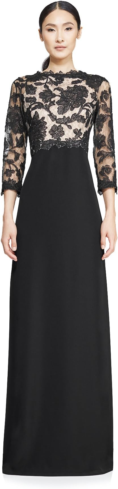 Tadashi Shoji Women's 3/4 Sleeve Embroidered Lace and Sequin Gown