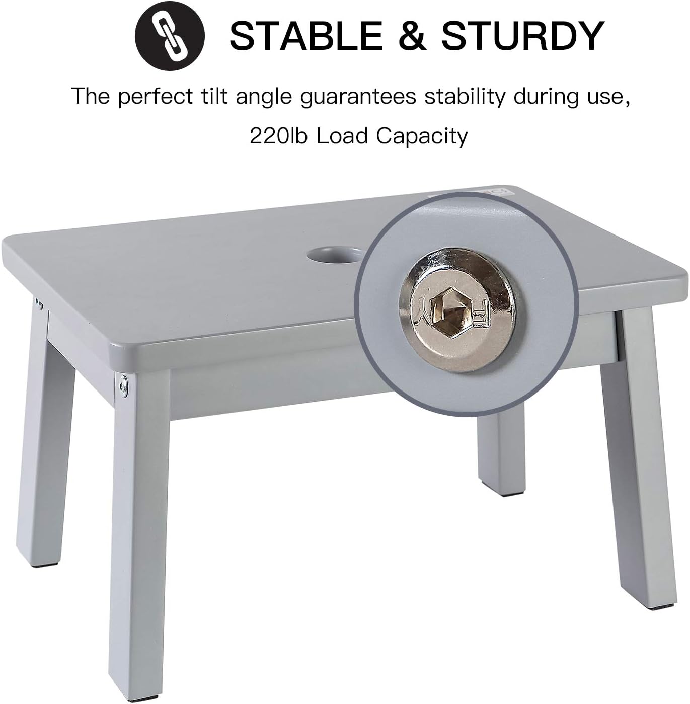 HOUCHICS Solid Birch High Gloss Step Stool Wooden Kids Potty Training Stool with 220lb Load Capacity Foot Stool for Kitchen,Bedroom,Living Room,Bathroom (Gray): Furniture & Decor