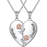 S925 Sterling Silver Mother Daughter Set 2 Granddaughter Family Heart Pendant Necklace Jewelry from Dad Mom Grandmother Son Birthday