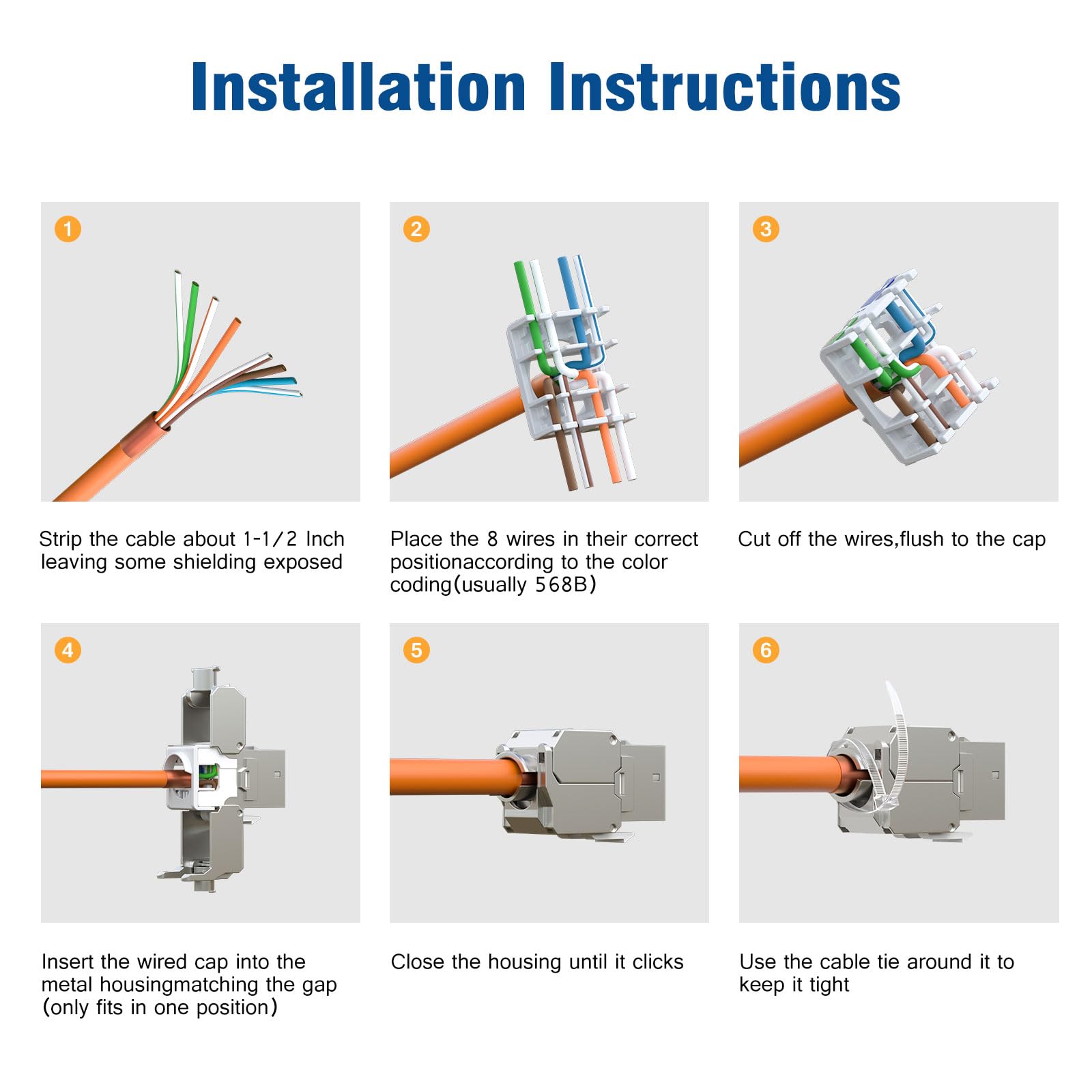 FGB 10Gbps 24 Port CAT7 Patchpanel mit 24x Cat7 Keystone Module Geschirmter, 19" Zoll Rackeinbau RJ45 LAN Netzwerk 600 MHz Verlegekabel für Gigabit-Netzwerk-Switch 5