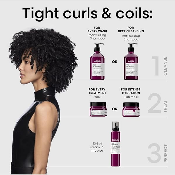 L’ORÉAL PROFESSIONNEL PARIS CURL EXPRESSION 10-IN-1 MOUSSE – MULTI-BENEFITS FOR CURLY AND COILY HAIR – DEFINES AND STRENGTHENS CURLS WITH HEAT PROTECTION, SILICONE, PARABEN AND ALCOHOL-FREE