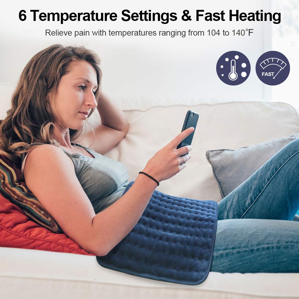 Heating Pad XL King Size for Pain Relief, Machine Washable Pad with 6 Heating Settings, Timer and Moist Therapeutic Option, Heat Therapy Pad for Neck Back Shoulder 12\