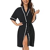 COLORFULLEAF Womens Bamboo Short Robes Lightweight Kimono Cotton Robe Soft Knit Bathrobe Ladies Loungewear with Pockets