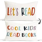 Rusenbao Classroom Kids Reading Decorative Pillows Covers for Bed, 12x20 Pillow Cover, School Girl Style Classroom Decor, Toddler Reading Nook Nursery Decor for Couch Bedroom Playroom