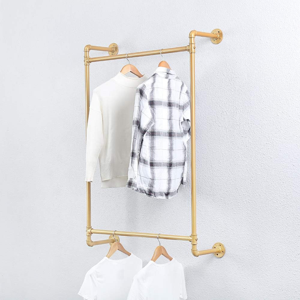 Industrial Pipe Clothing Rack Wall Mounted,Vintage