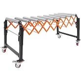 TENNIEX Adjustable Conveyor Roller, Adjustable Length 17-51 inches, Adjustable Height 26.8-28.8 inches, 176LBS Folding Roller Conveyor Table