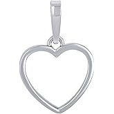 Jewels By Lux Sterling Silver Womens Open Heart Charm Pendant