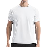 Men's UPF 50+ Swim Shirts, Sun Protection Short Sleeve Rash Guard, Quick Dry T-Shirt for Fishing and Surfing