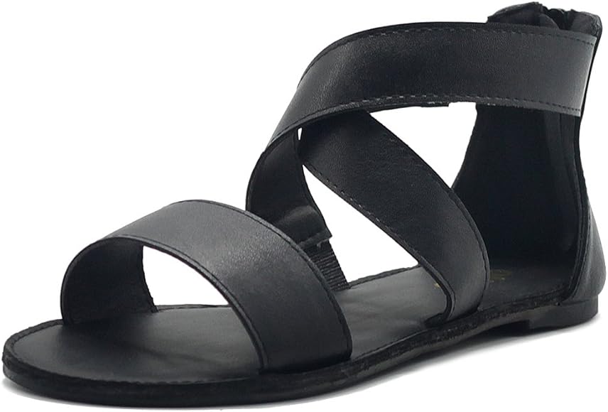 black zip sandals