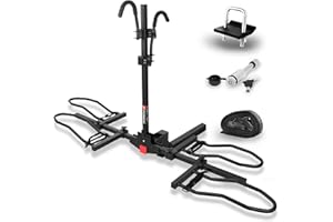 FORWODE 2" Hitch Mount Bike Rack Fits Up to 180 lbs Capacity Bicycle Carrier Platform Style for Car SUV Truck Standard and Fat Tire Electric Bike Racks Tilting Foldable Wobble Free with Locking Hitch