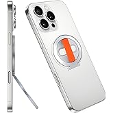 Gornergrat Grat Magnetic Phone Grip Kickstand, [Elastic Finger Strap] Phone Loop Holder, Dual-Sided Magnet Ring Stand Compatible with Magsafe Series iPhone 16 15 14 13 12 Pro max, Silver