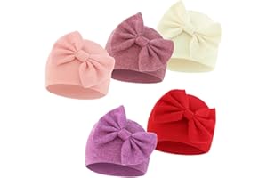 HUUFLYTY Newborn Baby Hospital Hats Beanie Bow Infant Caps Baby Cotton Cloth Turban Toddler Rabbit Ear Hat for 0-6 Months ﻿