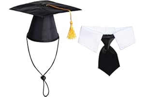 SUMERSHA Pet Graduation Cap with Necktie Dog Graduation Hat with Yellow Tassel Pet Graduation Costume Accessory for Dogs Cats Party Outfit (Hat+ Neck Tie)