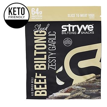 Stryve Biltong Healthy Keto Paleo Friendly Air Dried Beef Snacks 50 More Protein Than Beef Jerky Gluten Free Low Carb Sugar Free No
