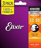Elixir Strings 16539 80/20 Bronze Acoustic Guitar Strings with NANOWEB Coating, Light