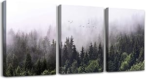 Canvas Wall Art for living room bathroom Wall Decor for bedroom kitchen artwork Canvas Prints forest Landscape painting 12" x 16" 3 Pieces Modern framed office Home decorations family picture