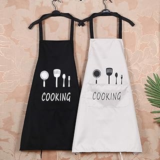 trounistro 2 Pack Schürze, Kochschürze Küchenschürze Grillschürze Wasserdicht Latzschürze Damen Küchenschürze mit Tasche für Damen Koch, Cupcake, Cafe （75 * 68CM）