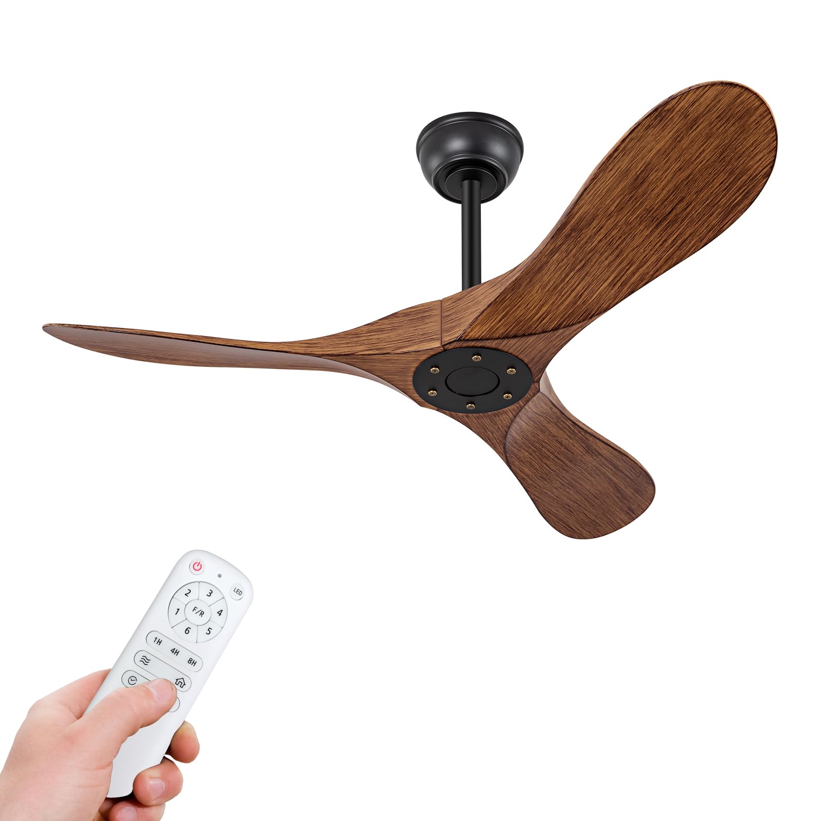 Photo 1 of OMYU 42 Inch Ceiling Fan no Light with Remote Control,ABS Blades,Reversible DC Motor,Timer Setting,Modern Outdoor Indoor Ceiling Fan without Light for Bedroom Farmhouse Patios Dining Room