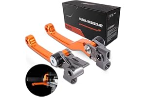 JFG RACING Dirt Bike Foldable Clutch Brake Levers,CNC Breakaway Levers for 125 150 250 300 350 450 500 SX XC EXC SXF EXCF XCW XCF TPI XCFW SMR-Orange