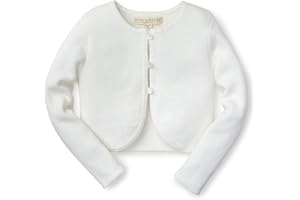 Hope & Henry Girls' Long Sleeve Dressy Cropped Cardigan Sweater