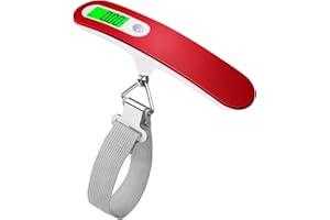 Mycket Luggage Scale Portable Digital Weight Scale Electronic Suitcase Scale Hanging Scales Luggage Weighing Scale 110 Lb/ 50Kg with Backlit with Tare Function Lightweigh for Travel（Red）
