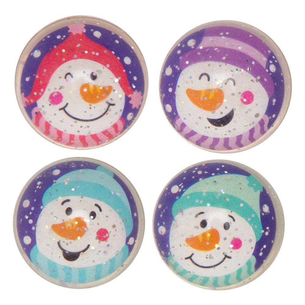 Baker Ross AX436 Snowman Glitter Bouncy Jet balls - Pack of 10, Perfect Christmas Gifts for Kids, Party Favours or Stocking Stuffers