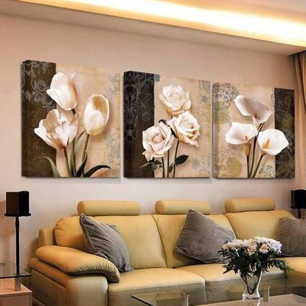 Prints On Canvas Canvases Prints Art Picture Poster Artwork HD Prints Chinese style flowers No Framed Living Room Decor Wall Art, 50×50cm×3