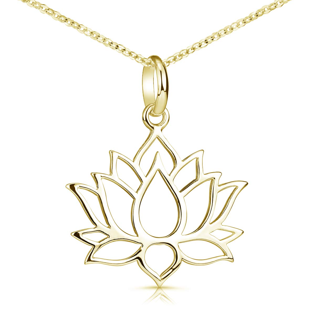 MATERIA by Matthias Wagner Women's Lotus Flower Pendant 925 Silver Gold-Plated with Chain, Sterling Silver