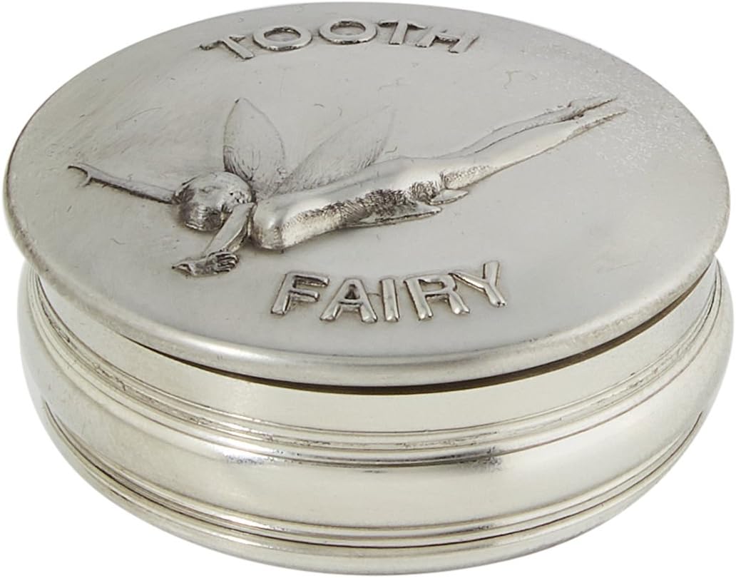 Edwin Blyde 90990 & Co Children's Tooth Fairy Design Trinket Box, 50 mm, Pewter, 7.5 x 7.5 x 3 cm