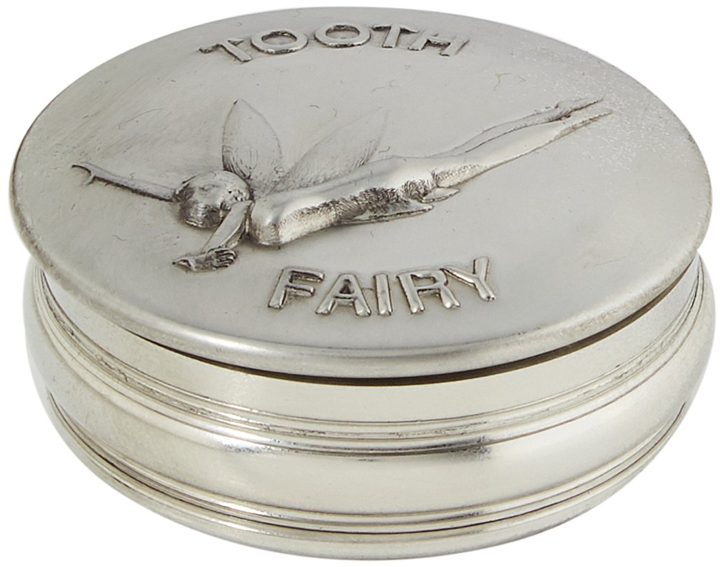 Edwin Blyde 90990 & Co Children's Tooth Fairy Design Trinket Box, 50 mm, Pewter, 7.5 x 7.5 x 3 cm