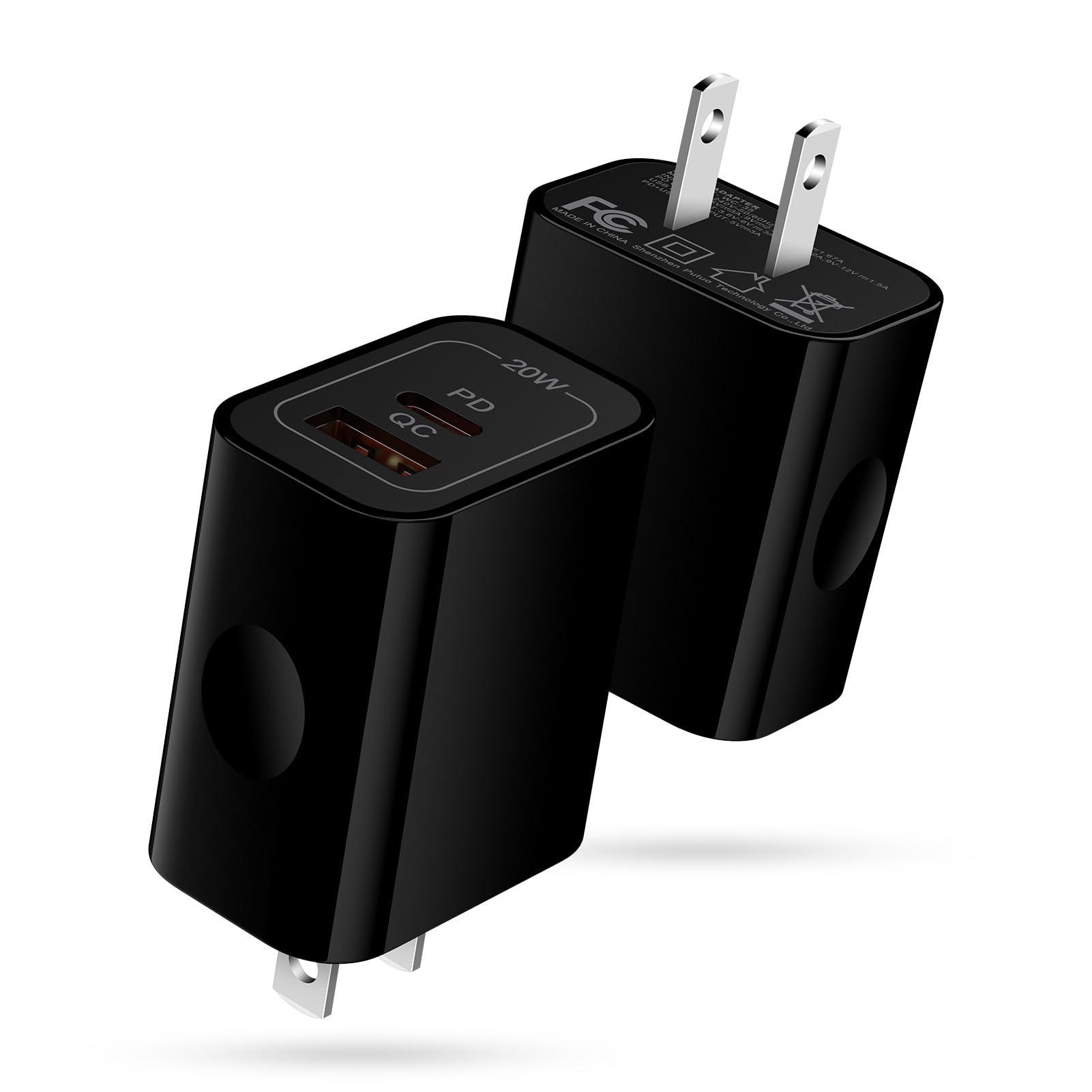 20W USB C Charger Cube,2-Pack Wall Plug Android Fast Charging Block, 2-Port PD+QC Power Adapter Type C Box for Samsung Galaxy S25 Ultra/S25 Plus/S24/S23/Watch Ultra 7/A36/A16/A26,iPhone 16e,Pixel 9A