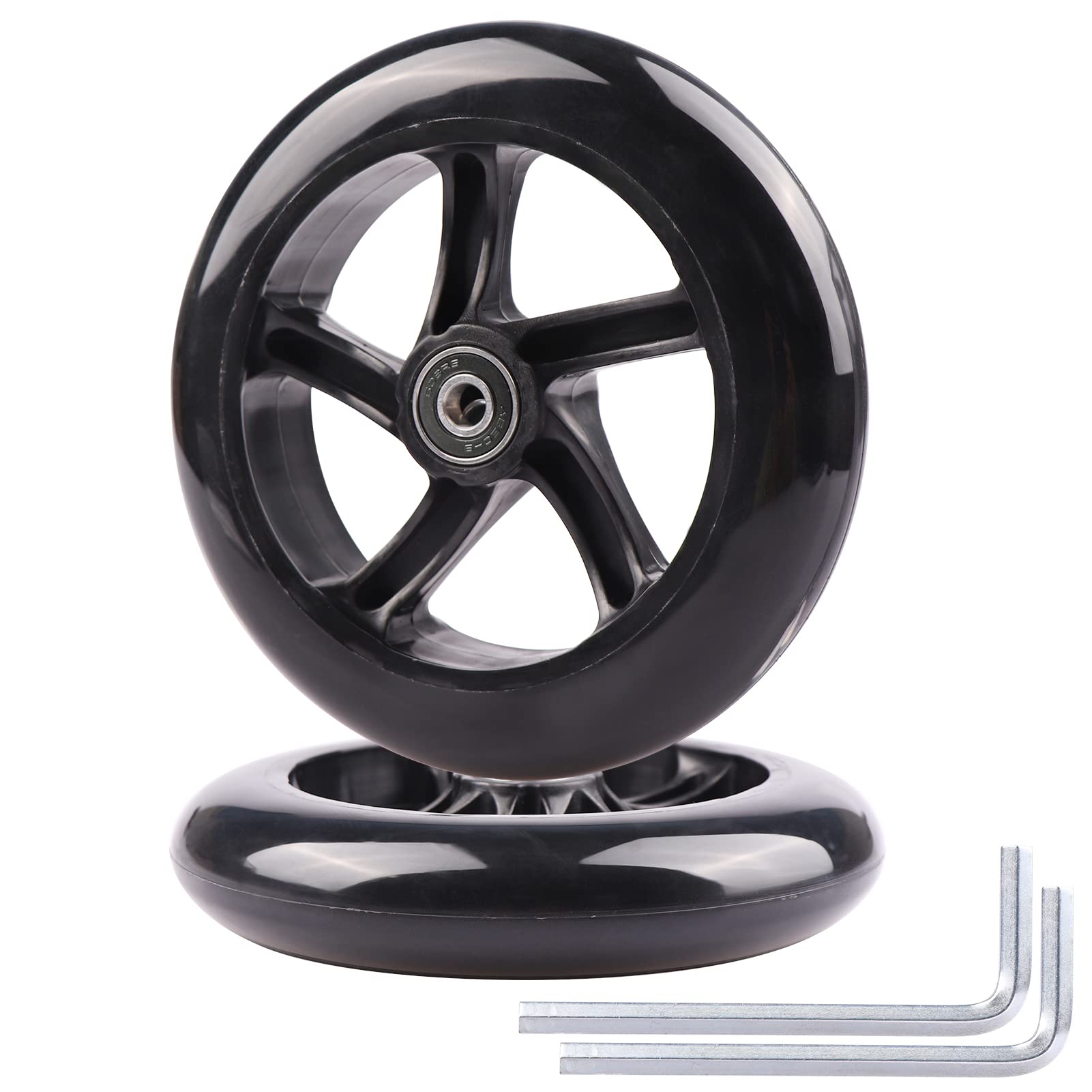 5.5 Inch / 142mm Front Replacement wheels with Bearings for Wiggle Swing Scooter Kick Push Scooter (2-Pack)