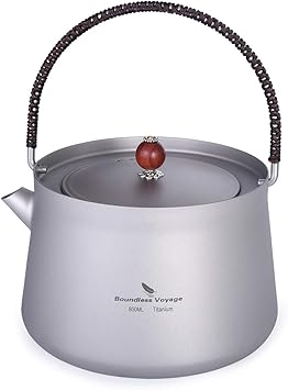 Amazon Co Jp Boundless Voyage チタン やかん チタンケトル 800ml ティーポット 直火対応 超軽量 錆びない 取っ手編み 純チタン製 お茶元の風味をお楽しみ スポーツ アウトドア