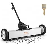 VEVOR Telescoping Magnetic Sweeper 24-inch Large Screws Nails Metals Finder | Push-Type Pick Up Roller, Magnetic Force max 50 lbs, Cleanup of Workshop, Garage, for Lawn, Yard, Collection of Metal Debris