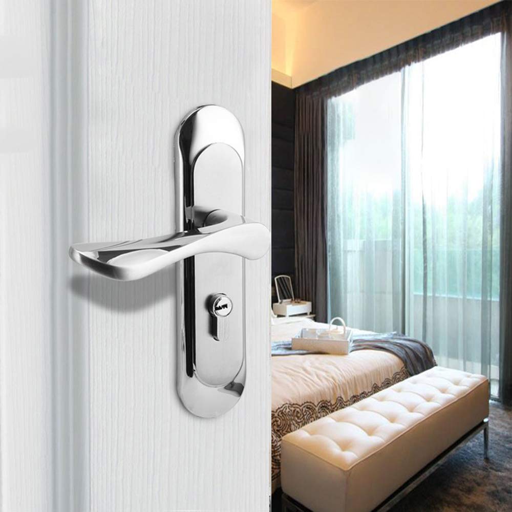 SEIWEI Stainless Steel Door Handle Lever Door Lock Lockset for Entrance or Passage (Keyless Lock)-Circular B