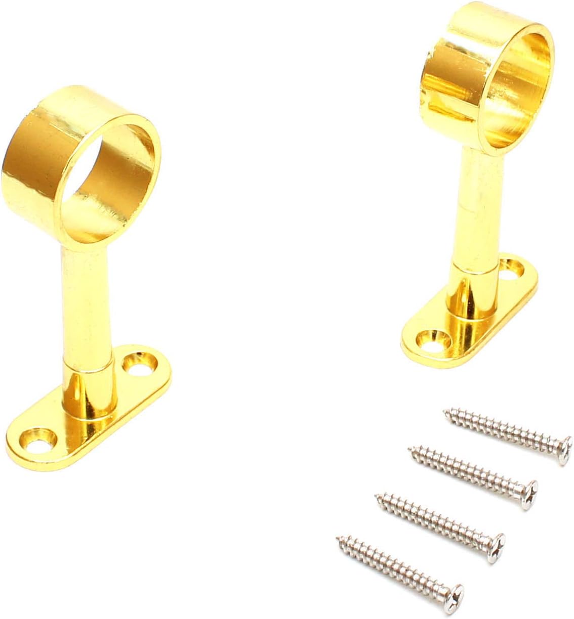 Smartsails Rotary Retractable Wardrobe Bracket, 25 mm Diameter, Ceiling Mounted Track Bar Support Socket 2 Pieces (Gold）
