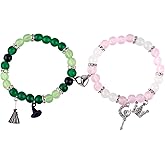 Mikovivi 2pcs Matching Bracelets, Matching Bracelets Friendship Jewelry Accessories for Couples Valentine Anniversaries Halloween Gifts
