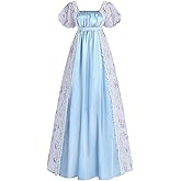 LTAKK Regency Dress Women Regency Costume Empire Waist Tea Party Victorian Gown with Sash and Corsage