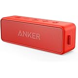 Anker Soundcore 2 Portable Bluetooth Speaker with Better Bass, 24-Hour Playtime, 66ft Bluetooth Range, IPX7 Water Resistance & Built-in Mic, Dual-Driver Wireless Speaker for Beach, Travel, Party- Red